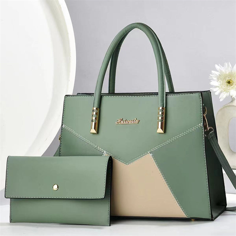 Exquisite 2-in-1 Trendy PU Leather Tote Bag with Matching Pouch