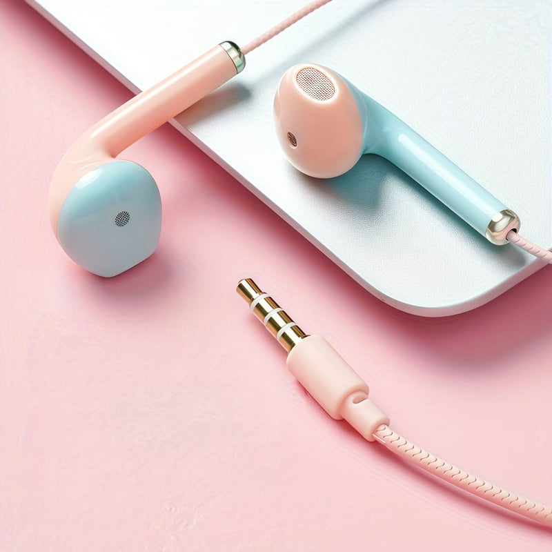 1pc - In-ear wired headphones with microphone - universal for mobile phones and tablets - portable and practical