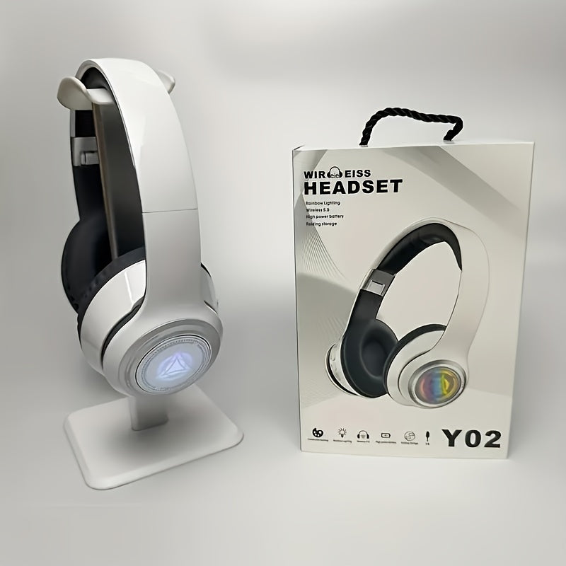 Wireless Gaming Headphones Featuring Active Noise Cancellation, LED Ambient Lighting, Foldable And Adjustable Design, Extended Standby Time, 9D Surround Sound, Made of Plastic, Volume Control, 3.5Mm Jack, Compatible with Tabl