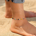 Natural Multi-Color Agate Stone Chip Anklet