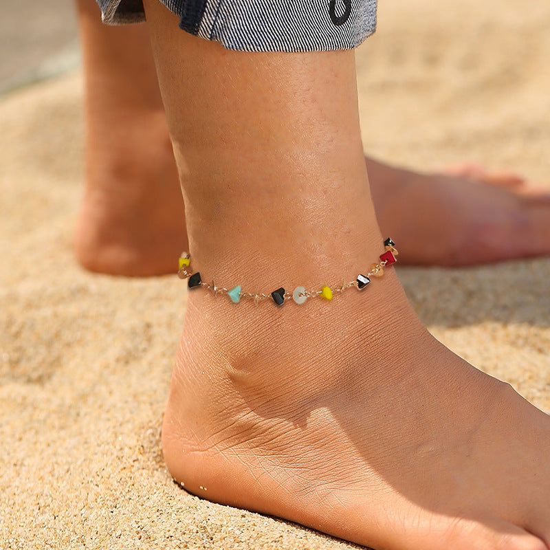 Natural Multi-Color Agate Stone Chip Anklet
