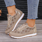 Flower Print Lace-Up Casual Fashion Lightweight Breathable Sneakers