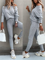 Casual Ribbed Pullover Lounge Set