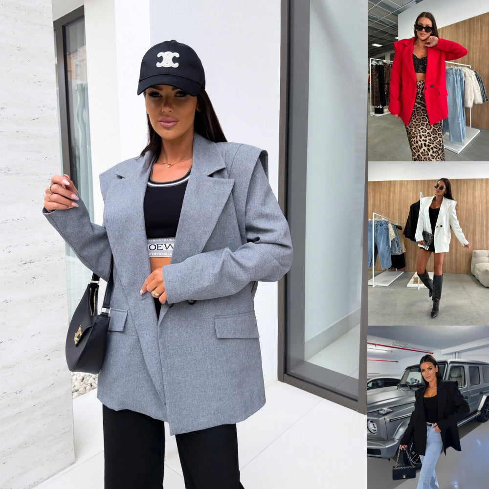 Classic Solid Color Casual Suit Blazer