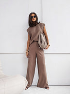 Sleeveless T-Shirt & Wide-Leg Trouser Set