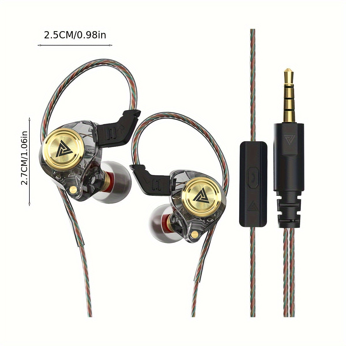 QKZ AK3 Semi-Open Dynamic Wired Earbuds Featuring a Microphone, 3.5Mm Connector, Titanium-Coated Driver, Resin Casing, High-Fidelity Stereo Sound, Powerful Bass, And In-Line Controls – Perfect for Gaming, Sports, Djing, And