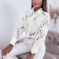 Hollow-Out Lace Button-Down Commuter Shirt