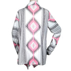 Open-Front Geometric Shawl Neck Cardigan