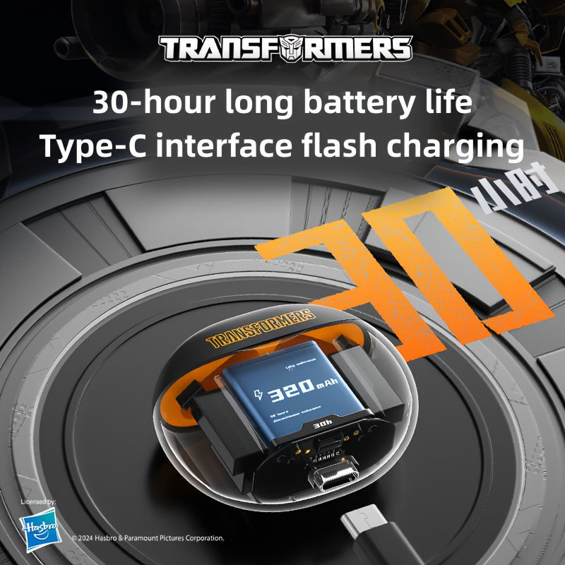 Transformers Bluetooth Earphones, Featuring Cool Color Options (Bumblebee, Optimus Prime), Are Compact and Portable, Boasting a Low Gaming Latency of 45ms, 360° Surround Sound, and Bluetooth 5.4, Making Them an Excellent Hol