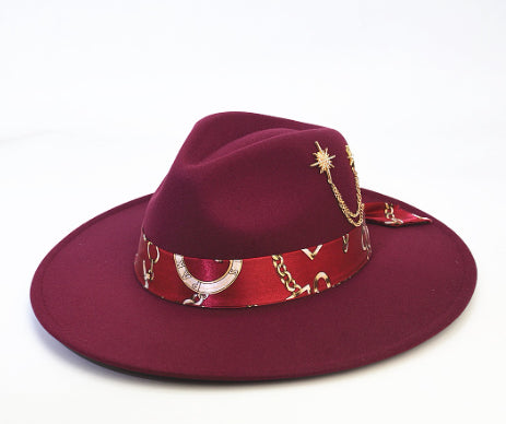 Wool-Like Retro Felt Cap British Wide Brim Hat