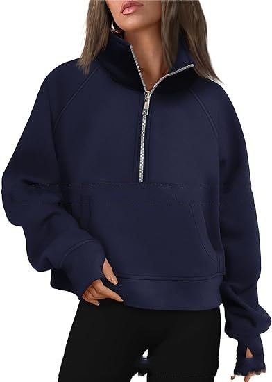 Loose Half-Zip Fleece-Lined Sweater Pullover