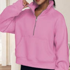 Loose Half-Zip Fleece-Lined Sweater Pullover