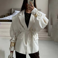Thin Lace-Up V-Neck Blazer Coat