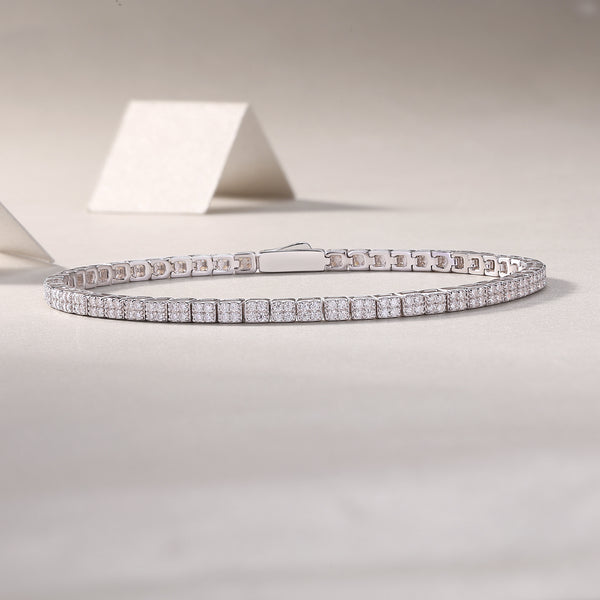 Luxury Delicate Mossan Diamond S925 Silver Tennis Bracelet