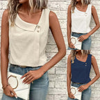 Asymmetric Diagonal Collar Tailored Vest Top