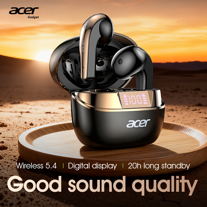 Acer TWS Wireless Earbuds with Deep Bass Stereo Sound + Call Noise Reduction, Long Battery Life, In-Ear Design for Sports And Running, Low Latency Gaming Mode, HIFI Audio, Lightweight Touch Control Design, Stylish Appearance