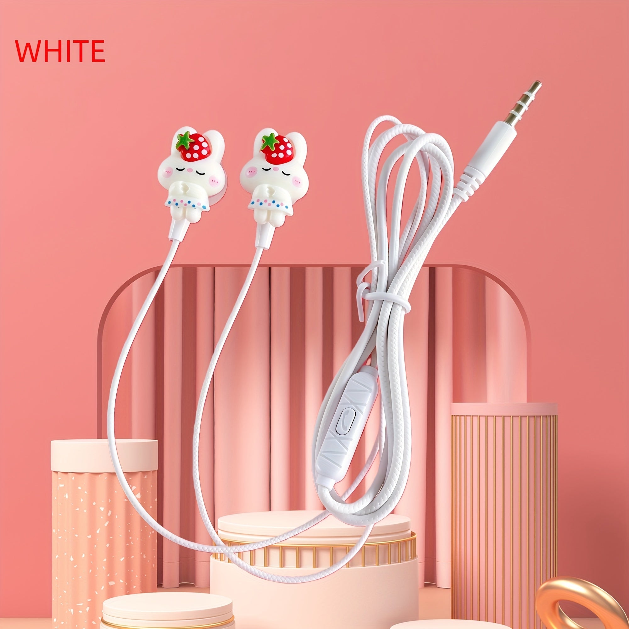 Cute Wired Headphones Equipped with DIY Cartoon Cute Rabbit Accessories, High-definition Microphone, Noise-canceling Student Headphones, 3.5mm Jack Compatible with All 3.5mm Interface Devices,Comfortable Earplugs & Durable No