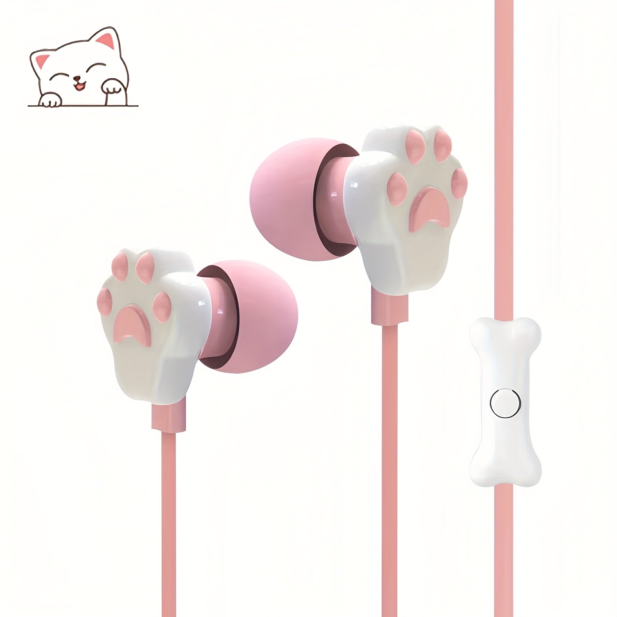 Adorable Cat-Shaped Wired Headphones Featuring a Microphone, Designed for High-Definition Calls on Mobile Phones. These Lightweight Student Headphones Are Compatible with Iphones, Music Players, Laptops, MP3 Devices, And All