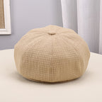 Pleated Octagonal Newsboy Hat with Gold Accent Buckle