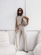 Sleeveless T-Shirt & Wide-Leg Trouser Set