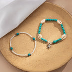 Bohemian Multi-Layer Beaded Starfish Anklet Set