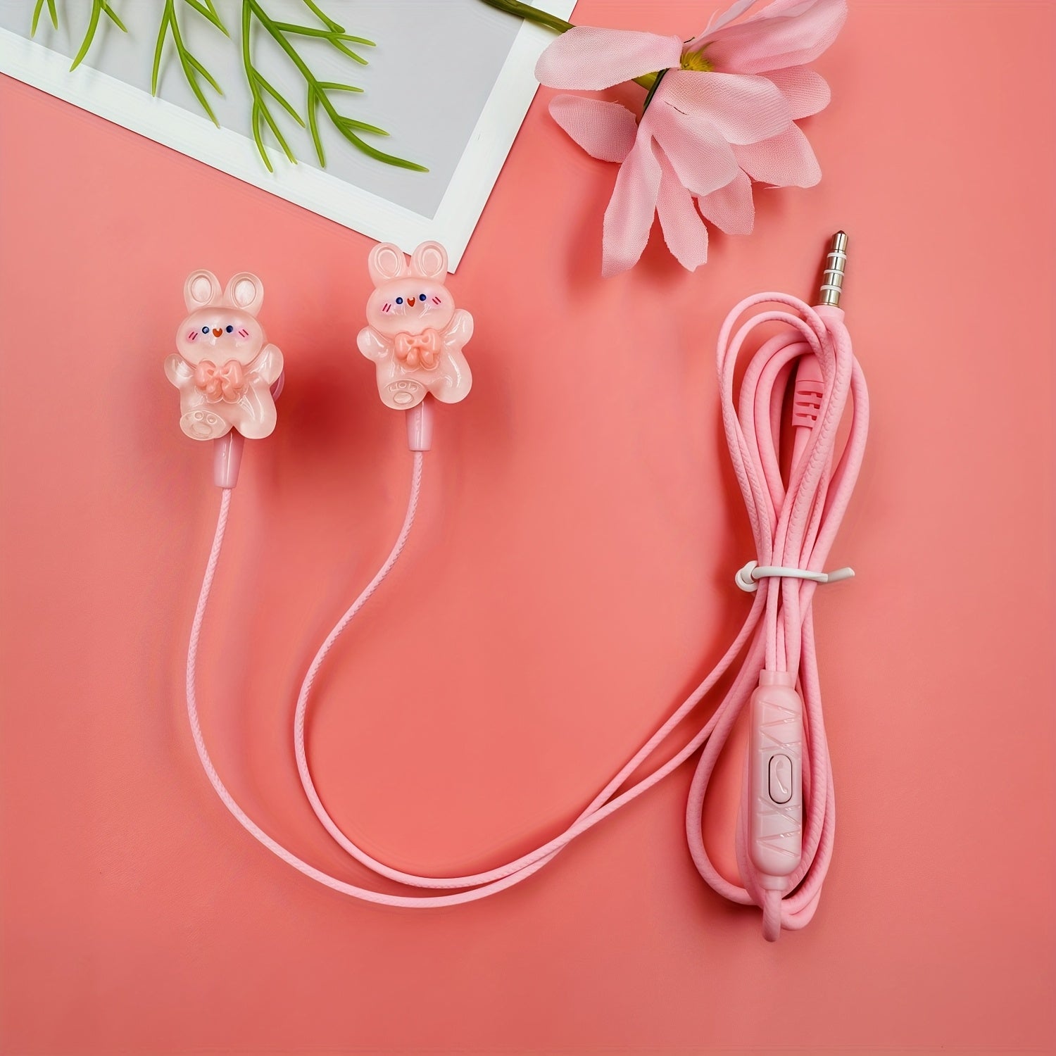 Pink Wired Headphones with Cute DIY Cartoon Jewelry, New Wired Headset Built-in Microphone & Volume Adjustment,Suitable for Daily Use, Birthday Gifts,Holiday And Graduation Party Gifts, Direct Plug-in Function, HD Calling, Mu
