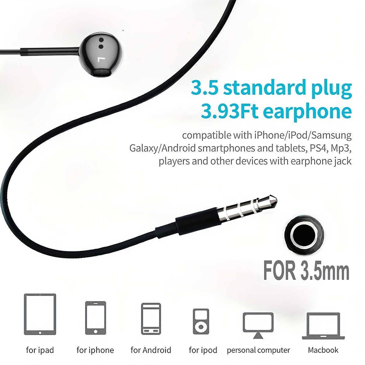 Wired Headphones Compatible with iPhone Earbuds with 3.5mm Or USB Type C Plug Earphones Built-In Microphone & Volume Control Compatible with iPhone/iPad/Android/Laptop/PC/Computer for Samsung And Other 3.5mm Or USB Type C Jac