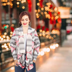 Open-Front Geometric Shawl Neck Cardigan