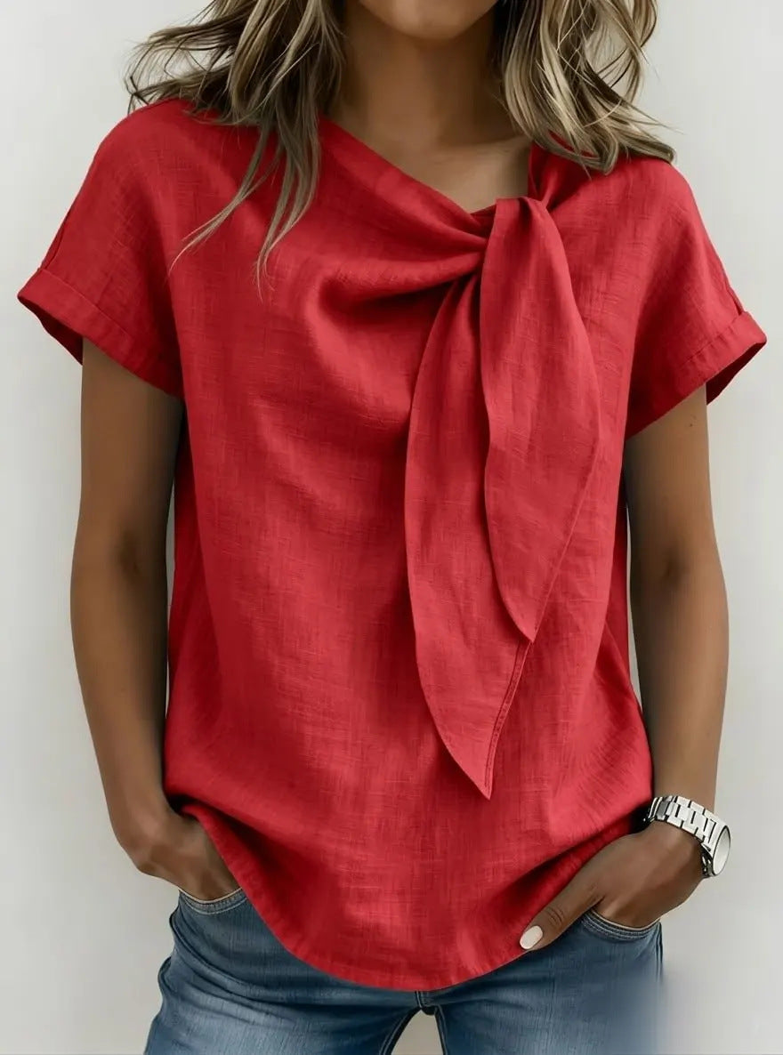 Women's Summer Short Sleeve Casual T-Shirt - Cotton Blend Lightweight Everyday Top For Daily Wear