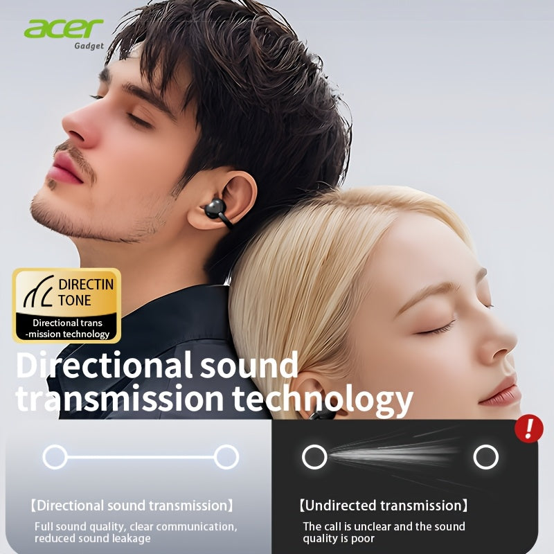 [Acer 2025 New] TWS Wireless Headphones, Heavy Bass Stereo Call Noise Reduction, Ultra-Long Battery Life, Sports Running Clip-On Ear Style, Low Latency Game Mode, HIFI Sound, Lightweight Touch Design, Comfortable to Wear for