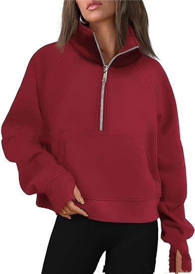 Loose Half-Zip Fleece-Lined Sweater Pullover