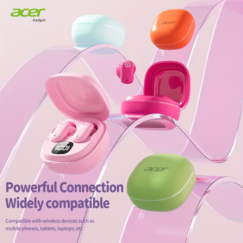 The New Acer 2025 TWS Wireless Earbuds Feature Deep Bass Stereo Sound And Call Noise Reduction, with an Extended Battery Life. They Are Semi-In-Ear, Suitable for Sports And Running