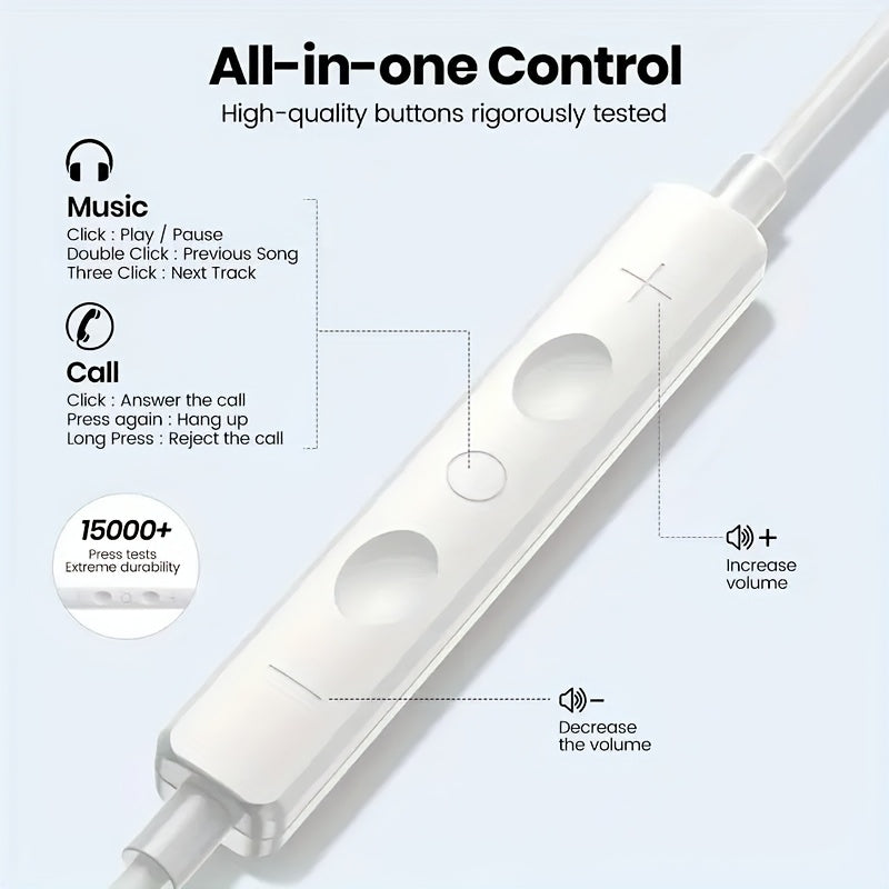 3.5mm Wired In-Ear Headphones with Powerful Bass, High-Quality Sound Quality, Suitable for Men and Women as Gifts, 3.5mm Audio Jack Compatible with Desktop Computers, Laptops/Tablets, etc. Christmas Gift