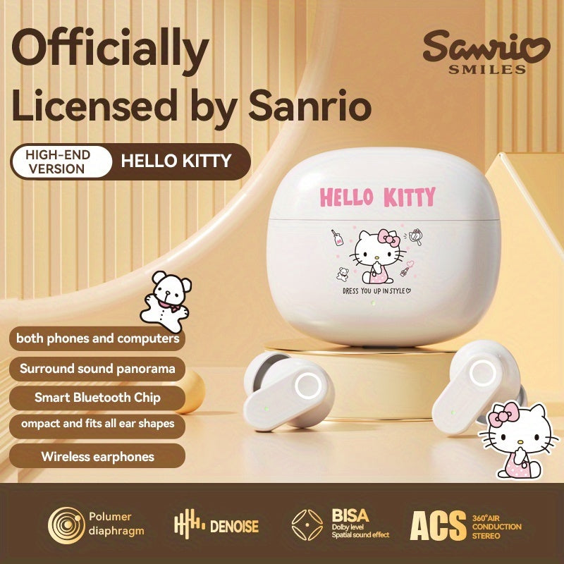 Sanrio In-Ear Wireless Bluetooth Earphones - Pudding Dog & Hello Kitty, Cute and Lightweight for Sports, Exercise, Travel, and Birthday Gifts