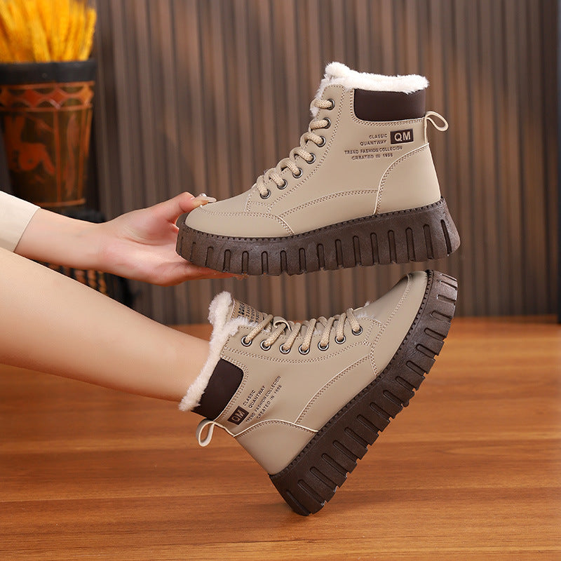 Ins Lace-Up Winter Snow Boots with Warm Fleece Lining
