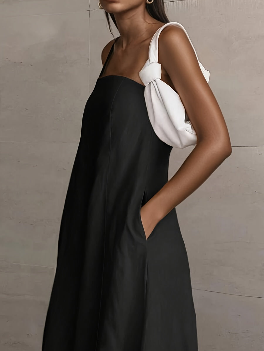 High-Waisted Linen Strapless Bandeau Dress
