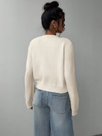 Chic Round Neck Slim Knit Cardigan