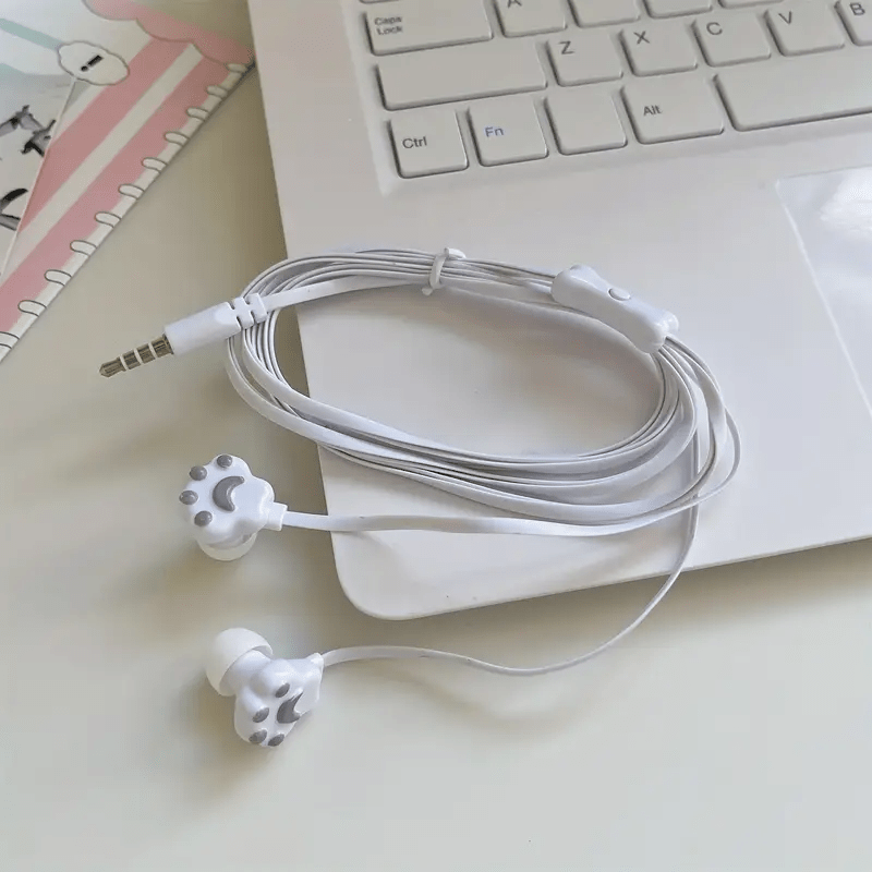 3.5Mm Smart Fully Compatible Wired Headphones Come with Cute Cat Paw Additions, Built-In Microphone, Pink In-Ear Design, Plug-And-Play Functionality, High-Definition Calls, Music Headphones, Phone Call Headphones, Comfortable