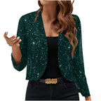 Sequin Open-Front Party Cardigan Jacket