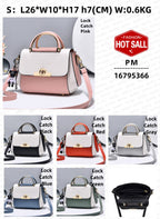 Elegant Retro Colorblock PU Leather Crossbody Bag with Top Handle