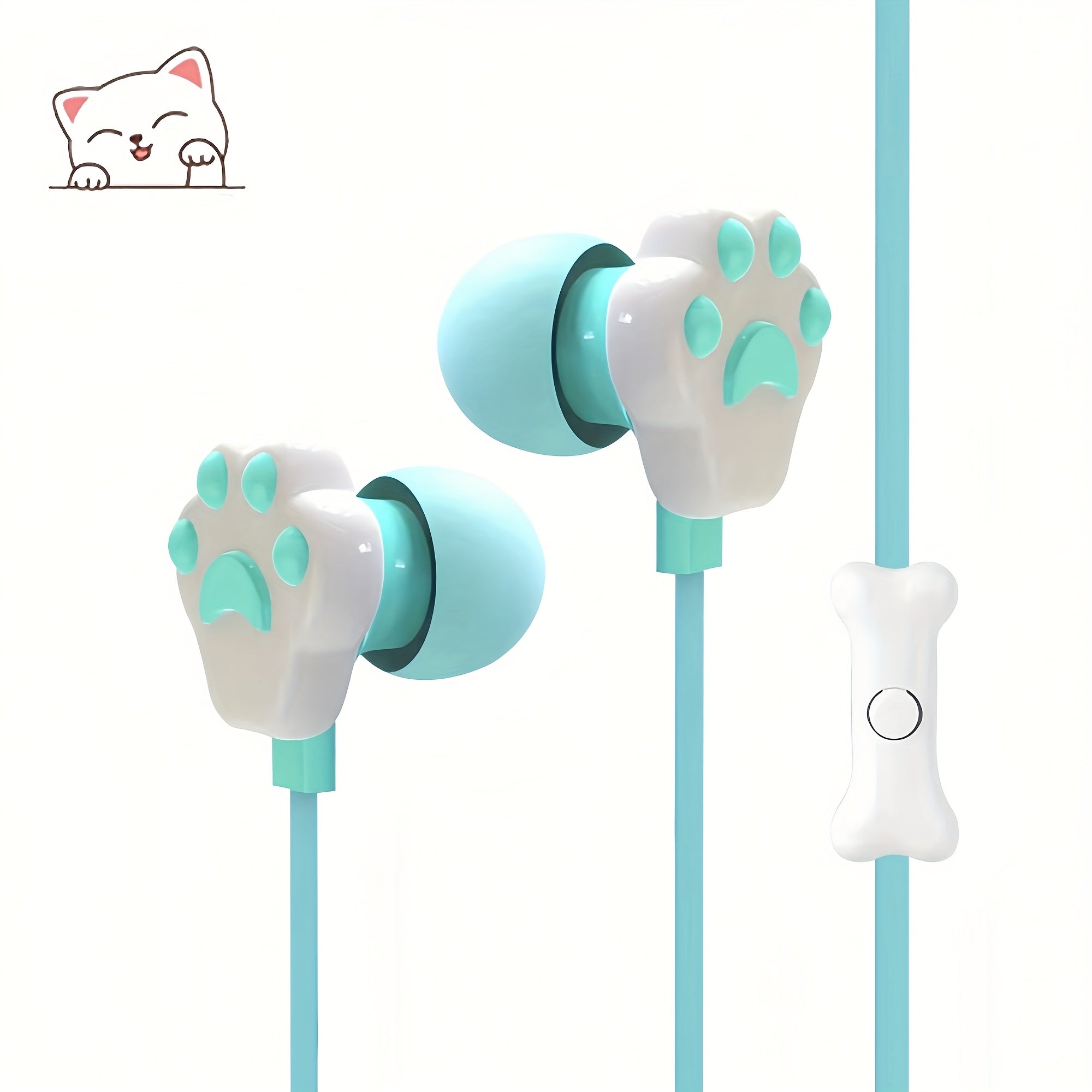 Adorable Cat-Shaped Wired Headphones Featuring a Microphone, Designed for High-Definition Calls on Mobile Phones. These Lightweight Student Headphones Are Compatible with Iphones, Music Players, Laptops, MP3 Devices, And All
