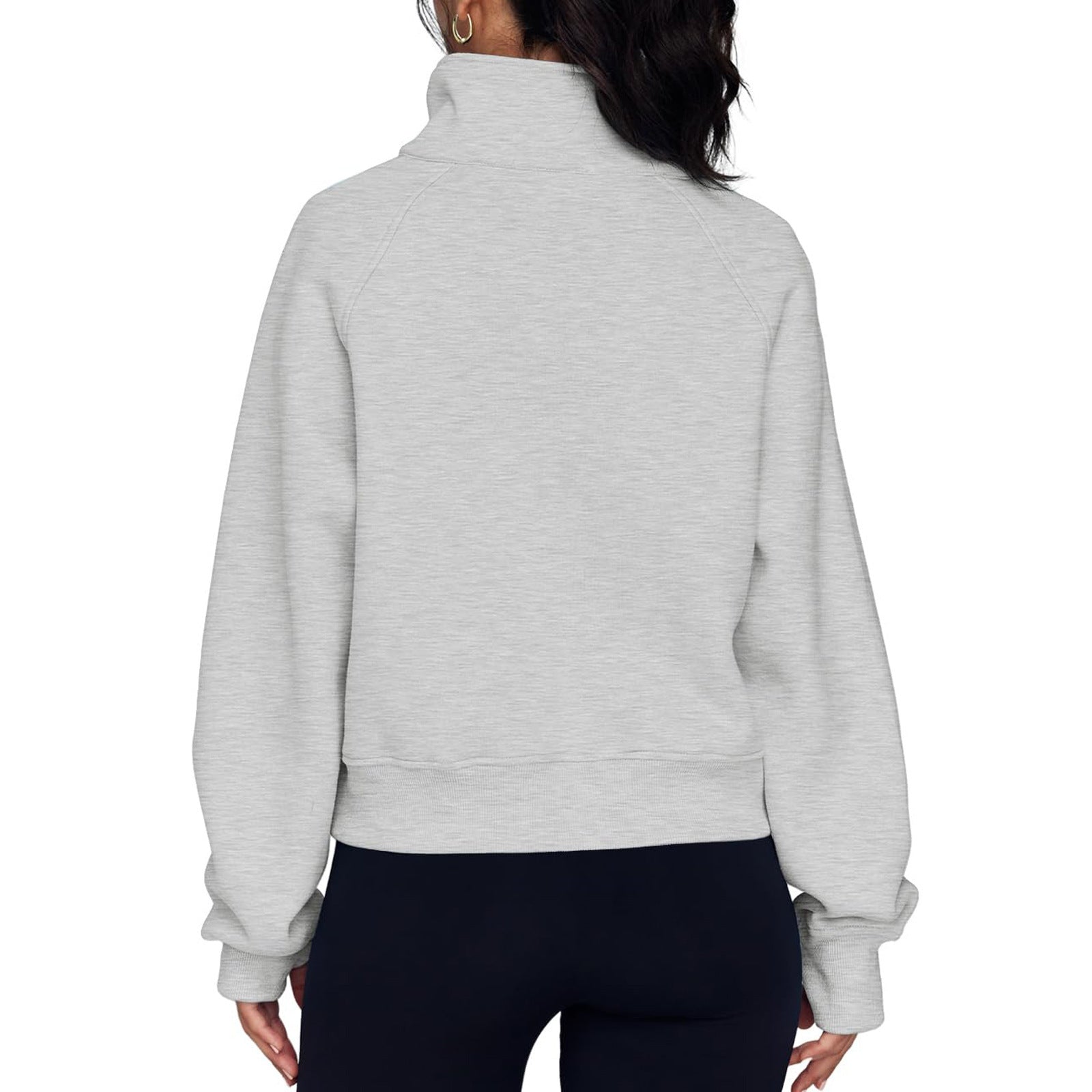 Loose Half-Zip Fleece-Lined Sweater Pullover