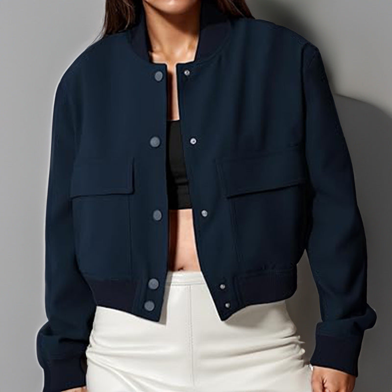 Stand-Collar Utility Bomber Jacket