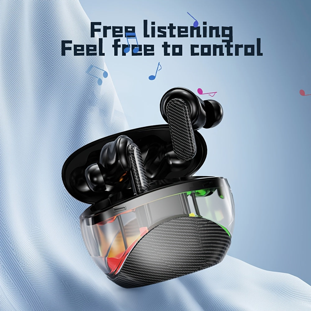 YW11 Colorful Breathing Light Wireless Earbuds, Key Noise Reduction, 99% Noise Isolation, True Wireless In-Ear Headphones with Condenser Mic, USB-C Charging, Non-Waterproof, Media Control, Running Compatible, Adult Use, Lithi