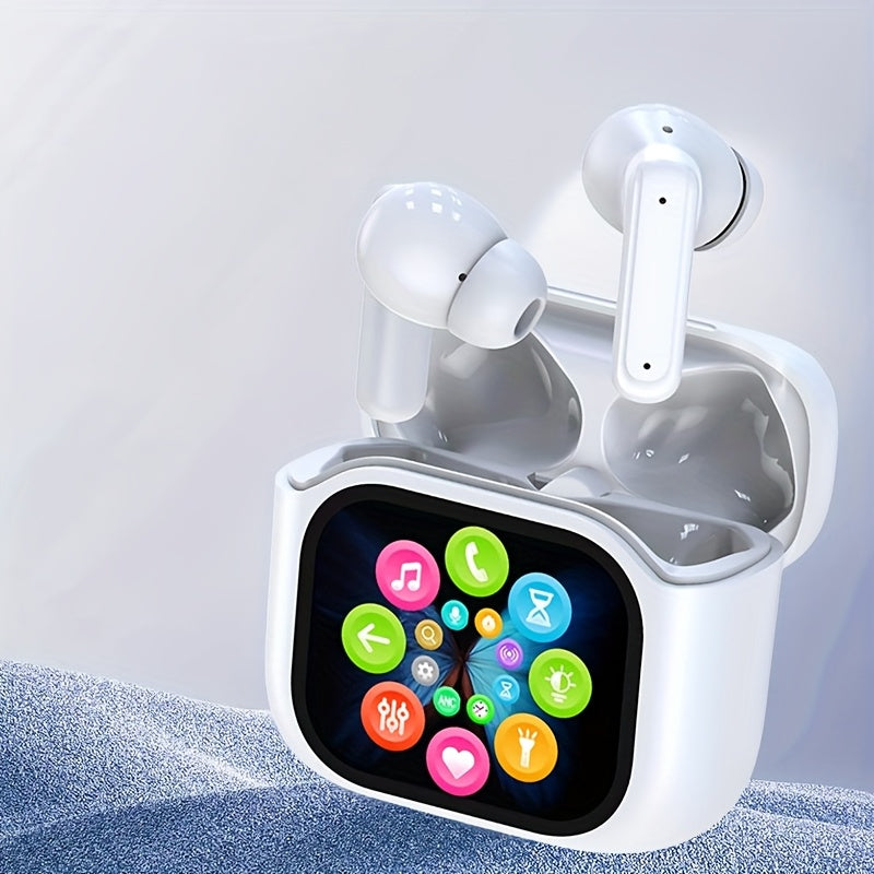 2025 New AI Real-time Translation Headset, 150 Language Translation Headset. Small Translation Wireless Headphones, LCD Color Large-screen Charging Case, TWS In-ear Headphones with ANC and ENC Noise Cancellation Functions, Su