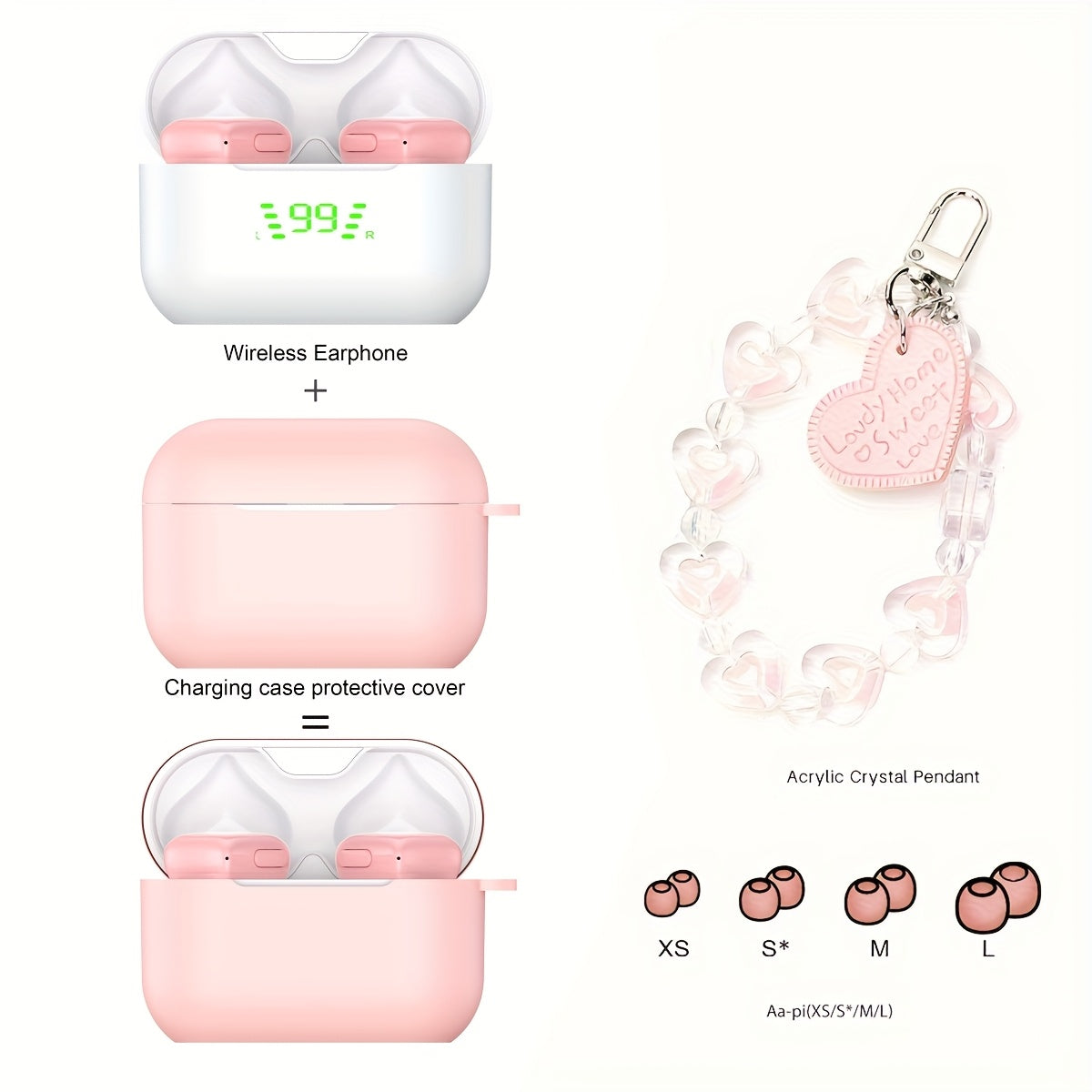 Pretty girl's favourite TWS wireless headphones Lovely wireless sports headphones with smart noise cancellation Compatible with Android and iPhone systems Perfect for girls who love music and sports