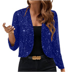 Sequin Open-Front Party Cardigan Jacket