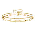 Dainty 14K Gold Filled Layered Paperclip Chain Bracelet Set