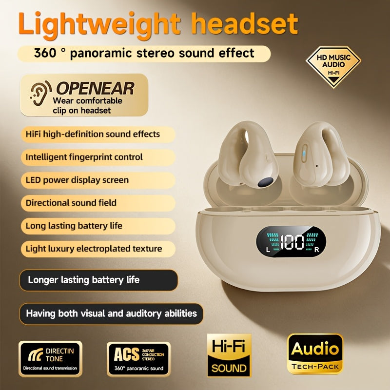 Comfortable True Wireless Sport Earbuds with Clip-On Design, Featuring TWS HIFI Bass, 9D Stereo Sound, And HD Calling Capabilities, Suitable for Android And for iphone Devices, Perfect for Gaming And As a Valentine'S Day Pres