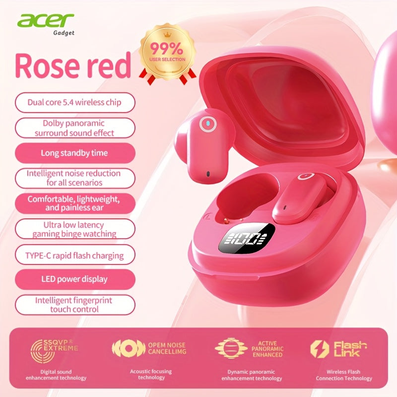 The New Acer 2025 TWS Wireless Earbuds Feature Deep Bass Stereo Sound And Call Noise Reduction, with an Extended Battery Life. They Are Semi-In-Ear, Suitable for Sports And Running